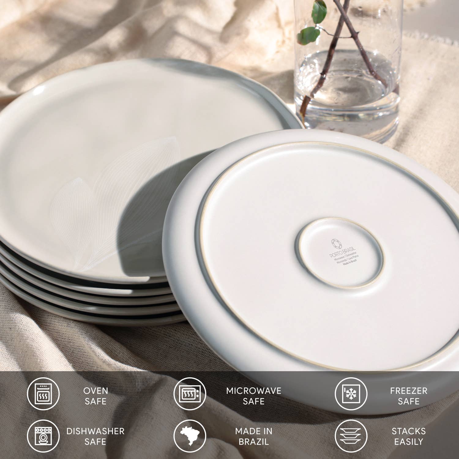 Porto Brasil - Bio Stoneware Açucena Dinner Plate, 10.8"