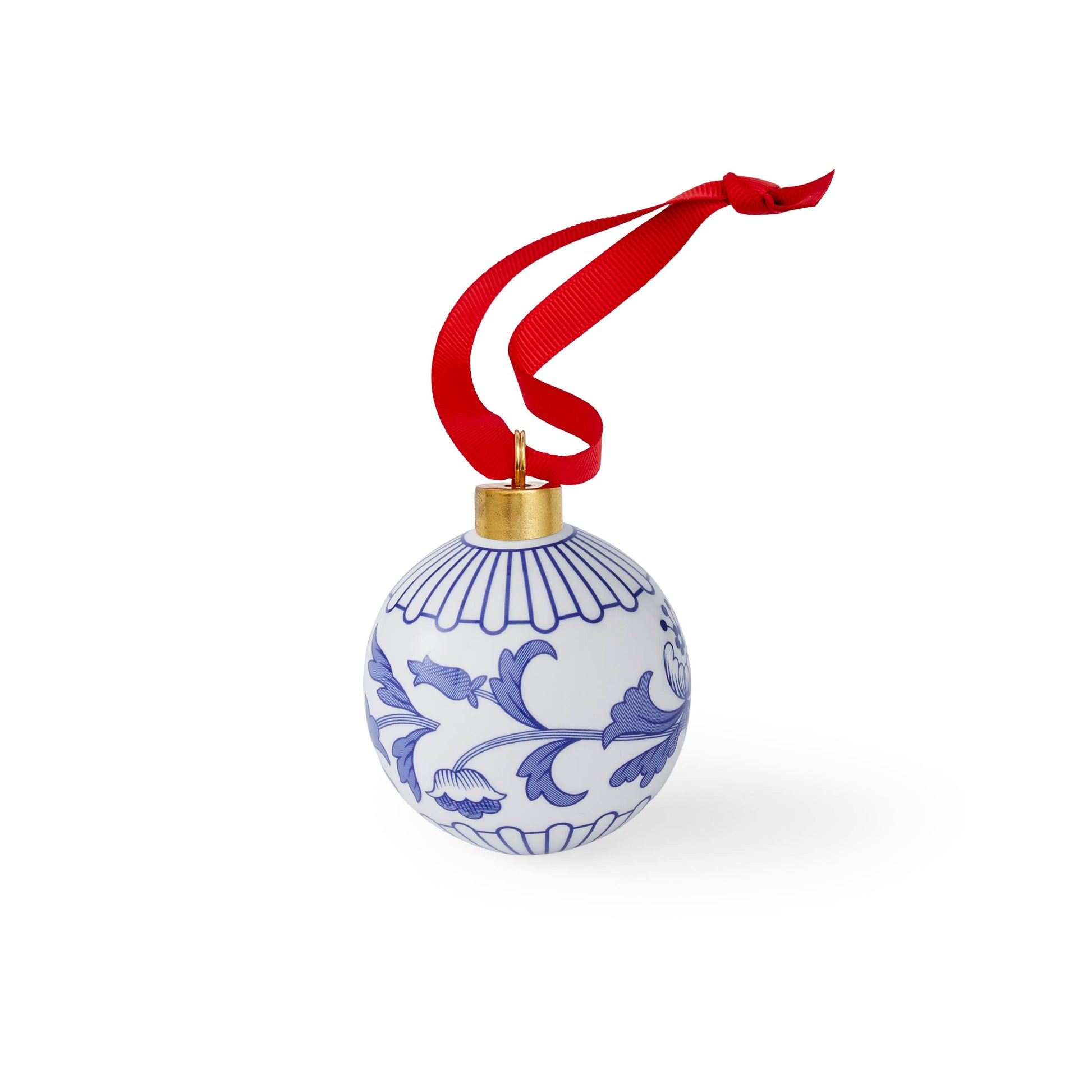 Portmeirion, Spode, Pimpernel, Wrendale Designs - Blue Italian Christmas Bauble - Florals