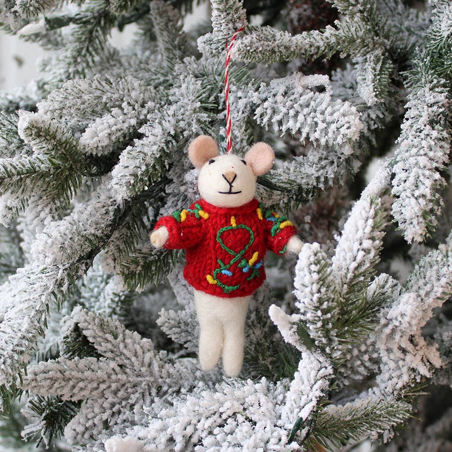 Christmas Lights- Sweater Mice Ornament