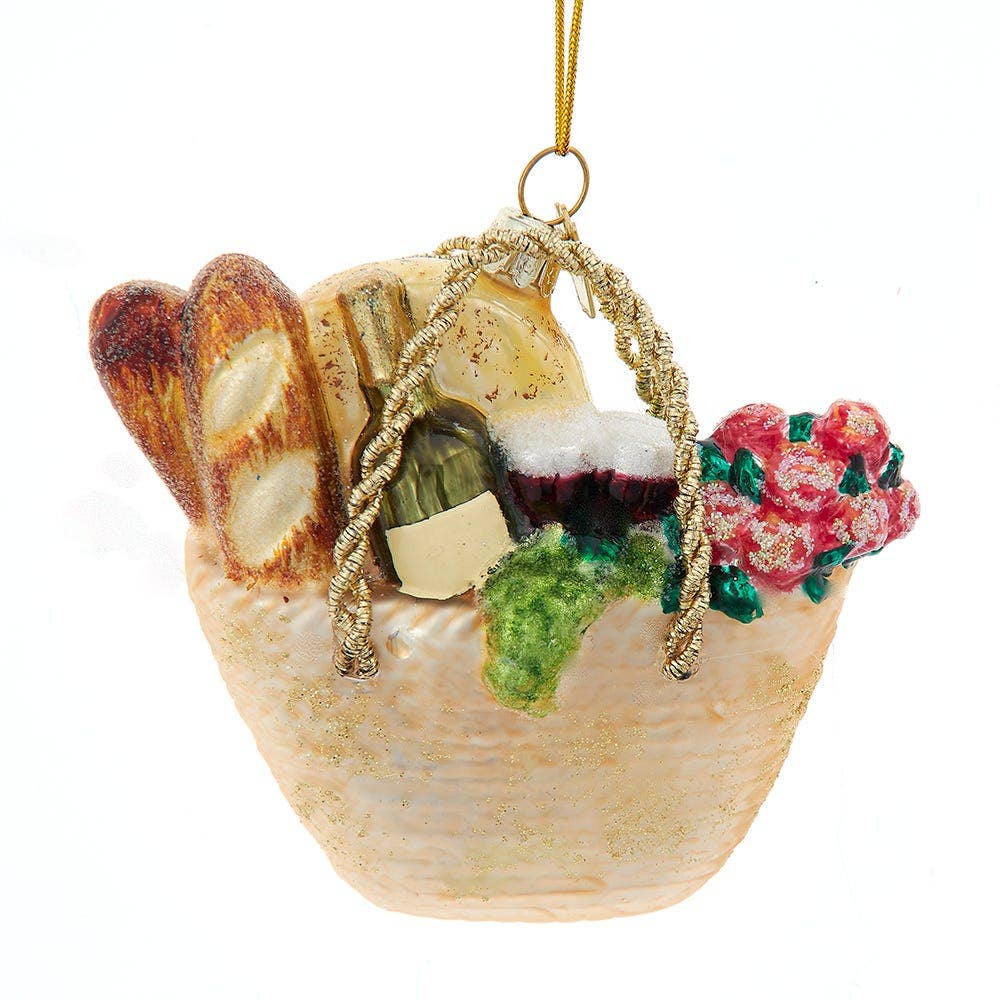 Glass Basket W/ Bread Orn