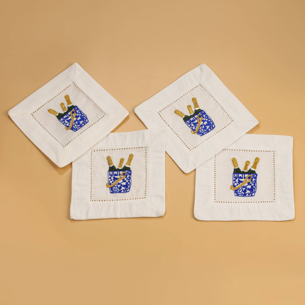 Bubbly Bliss Embroidered Cocktail Napkins
