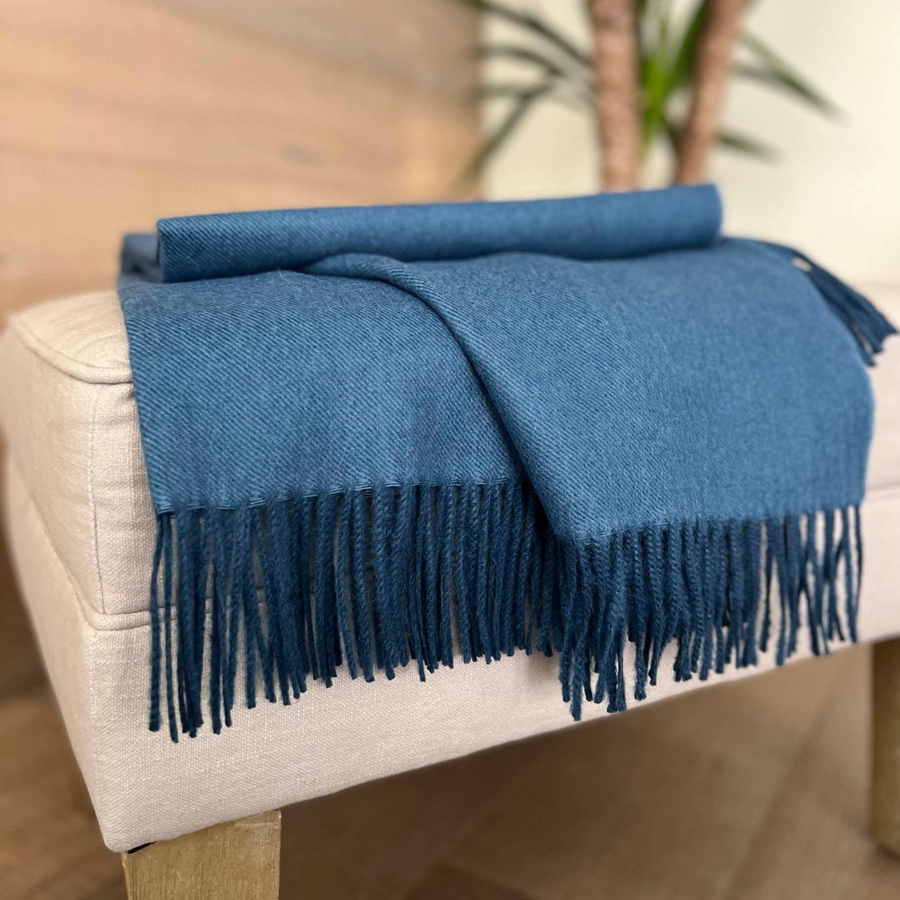 Shupaca Alpaca - 100% Baby Alpaca Throw - Blue Jean