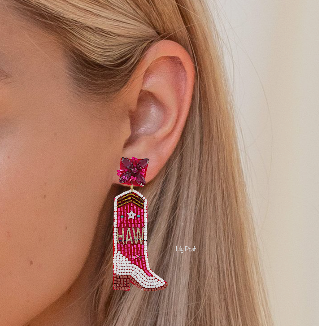 Cowboy Boots Earring, Boho Western Seed Bead Earring