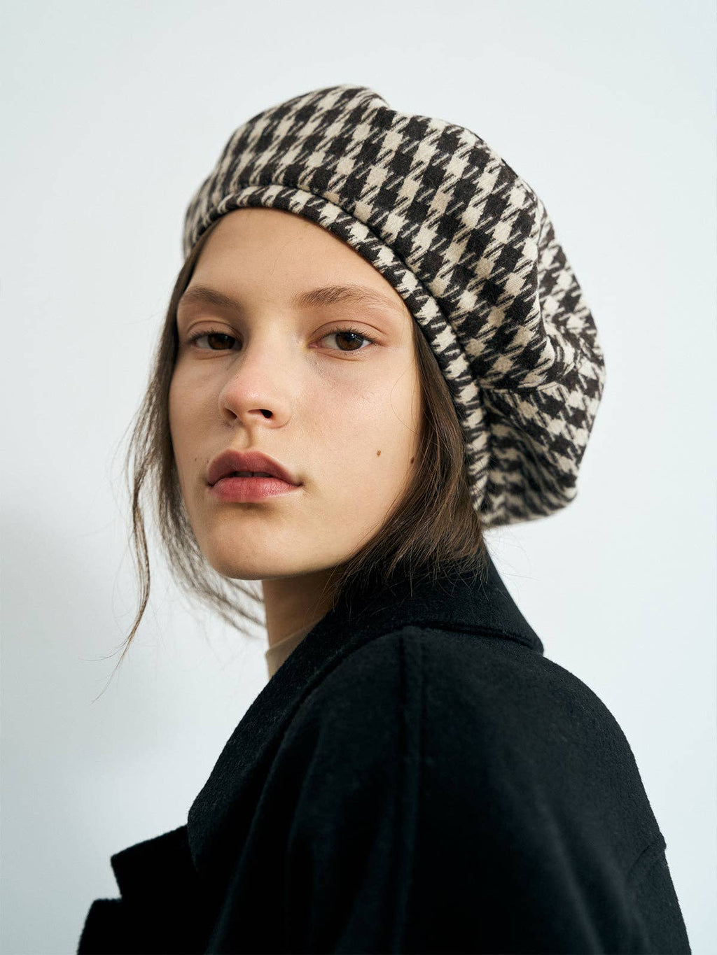 Beret Hat - Mocha checkers