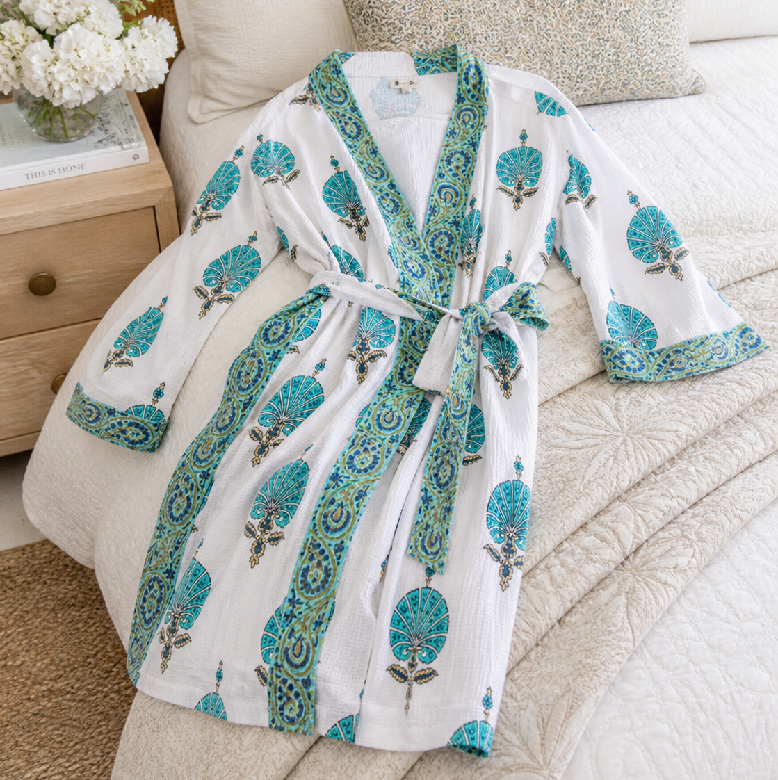 Rahab's Rope - Turquoise Breeze Waffle Robe