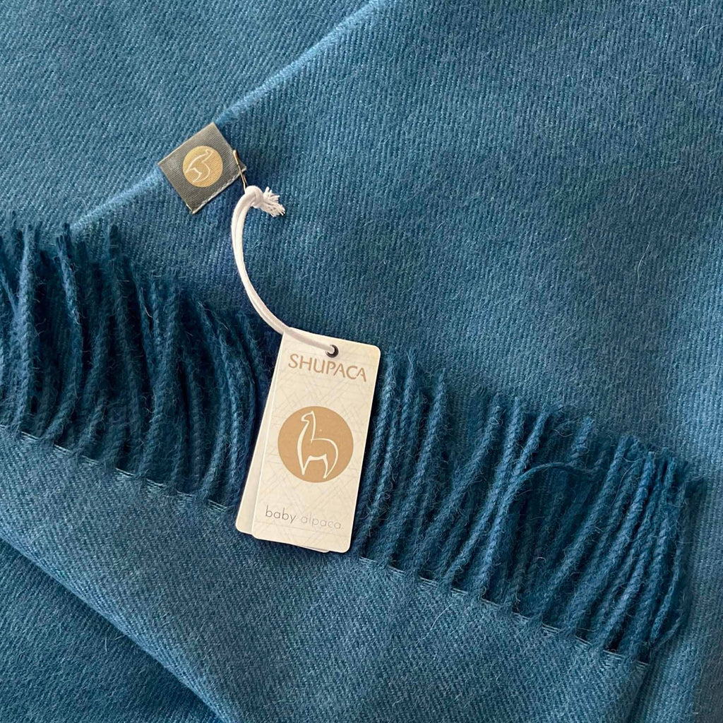 Shupaca Alpaca - 100% Baby Alpaca Throw - Blue Jean