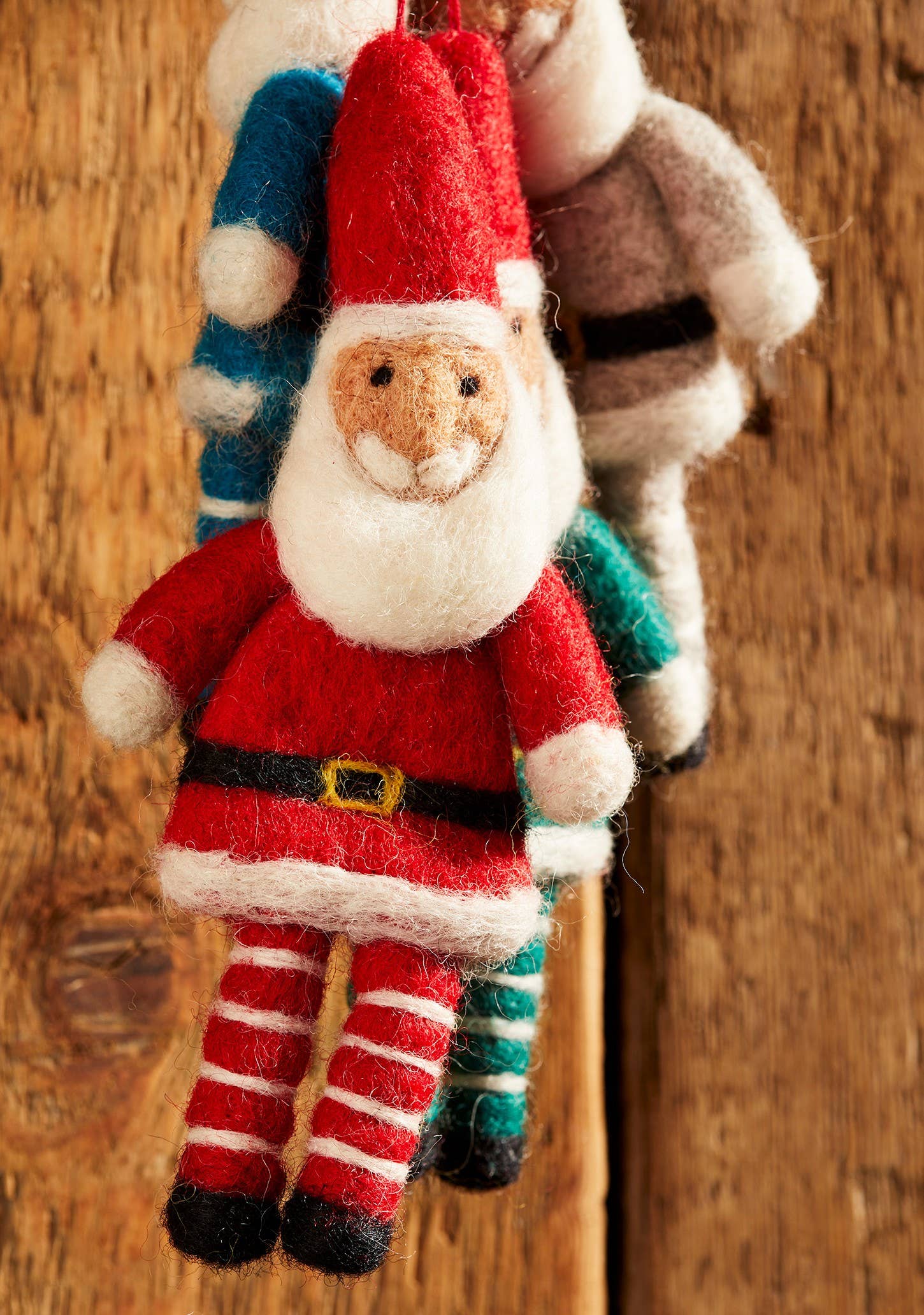 Namaste - Hanging Felt Santa With Stripey Legs