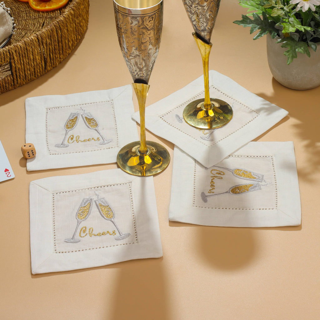Fizz & Flutes Embroidered Cocktail Napkins