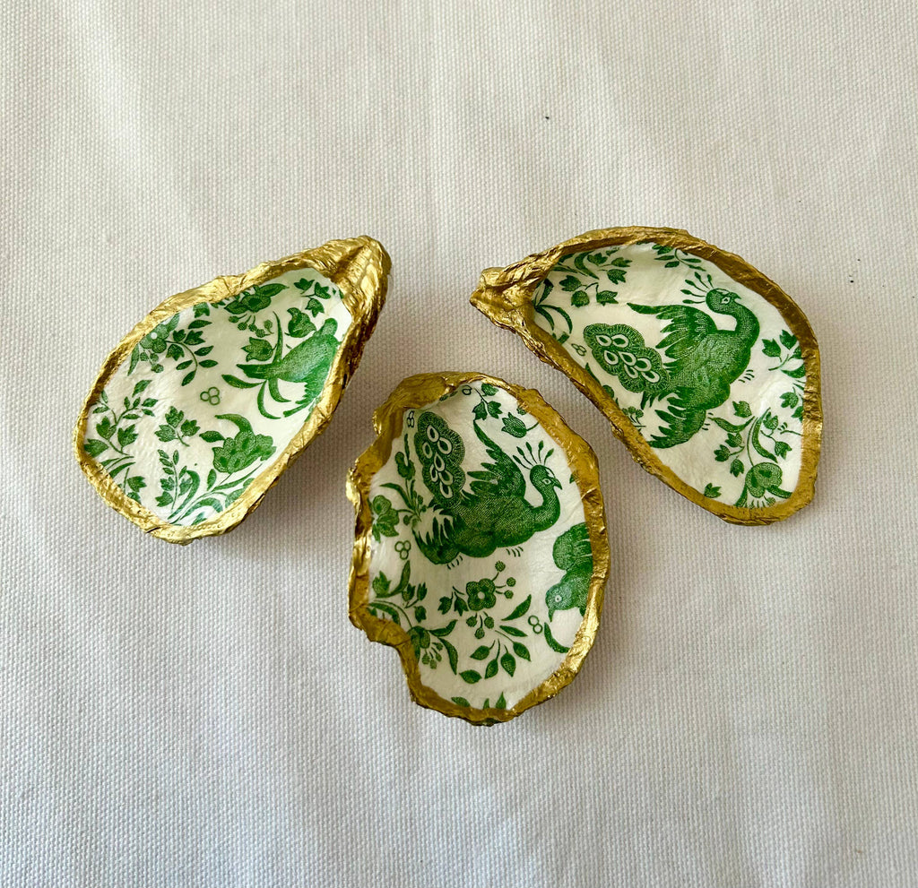 Green Porcelain Oyster Shell Jewelry Dish