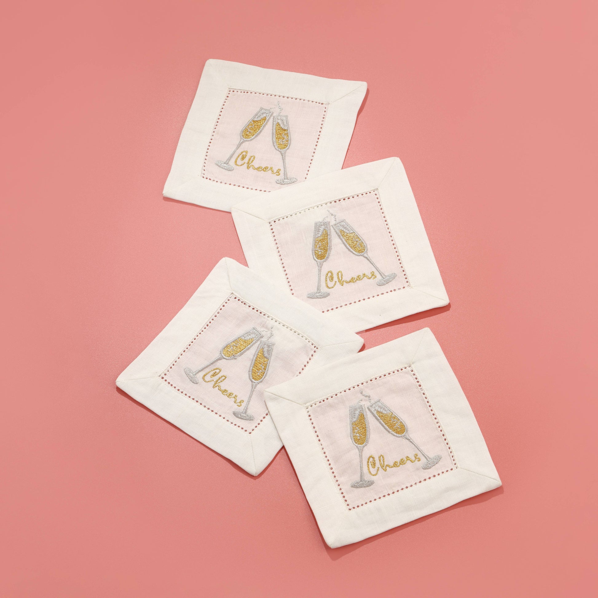 Fizz & Flutes Embroidered Cocktail Napkins