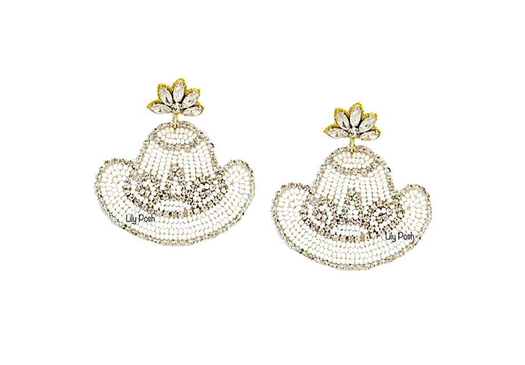 Cowboy Hat Seed Bead Earring, Boho Earring Western