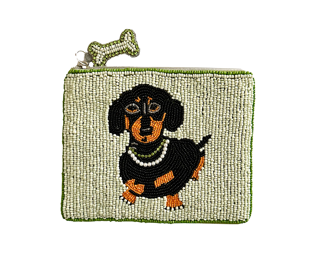 Dachshund Coin Purse -Beaded Dog Bag