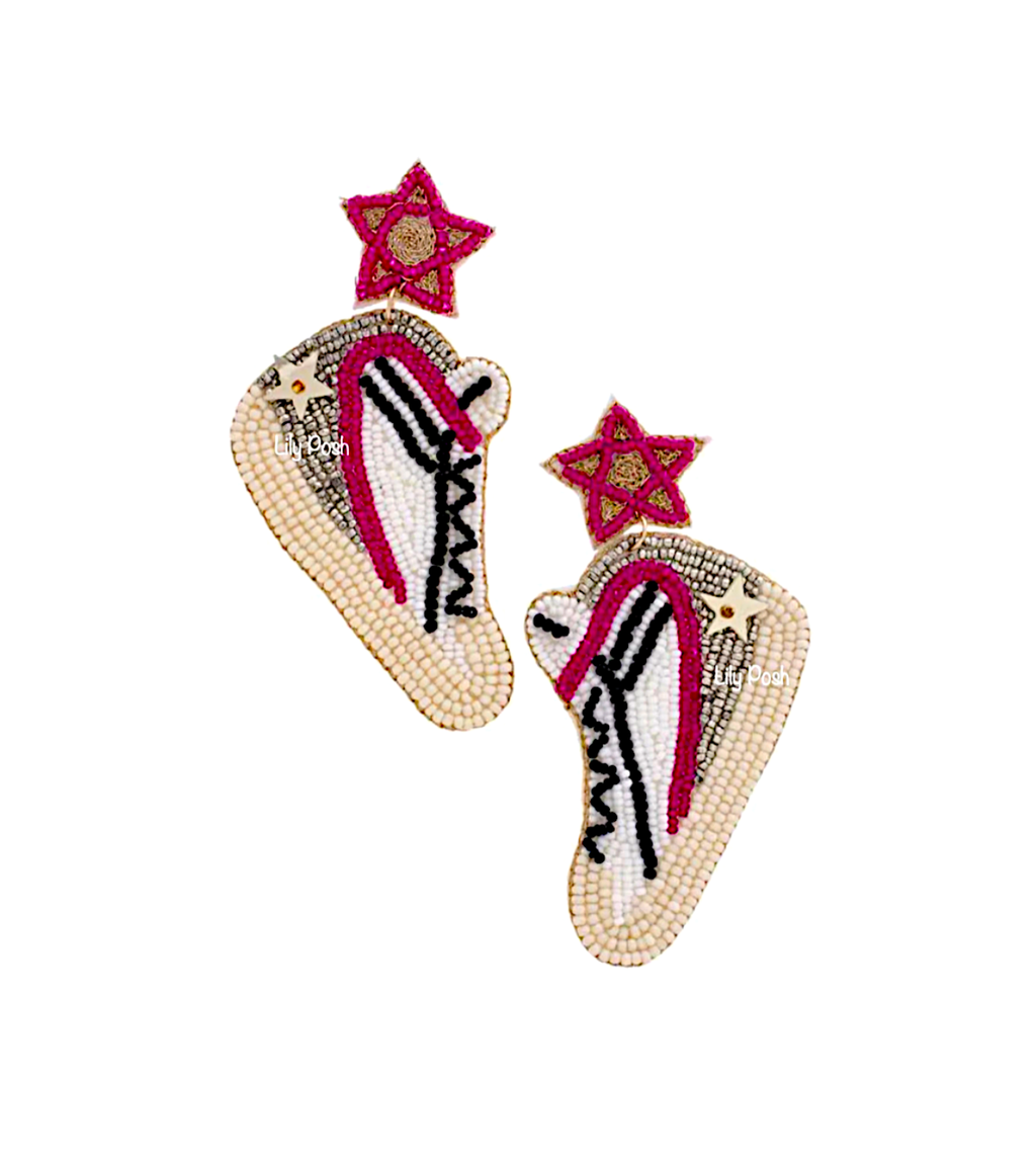 Lily Posh - Sneaker Shoes Seed Bead Earring, High Tops