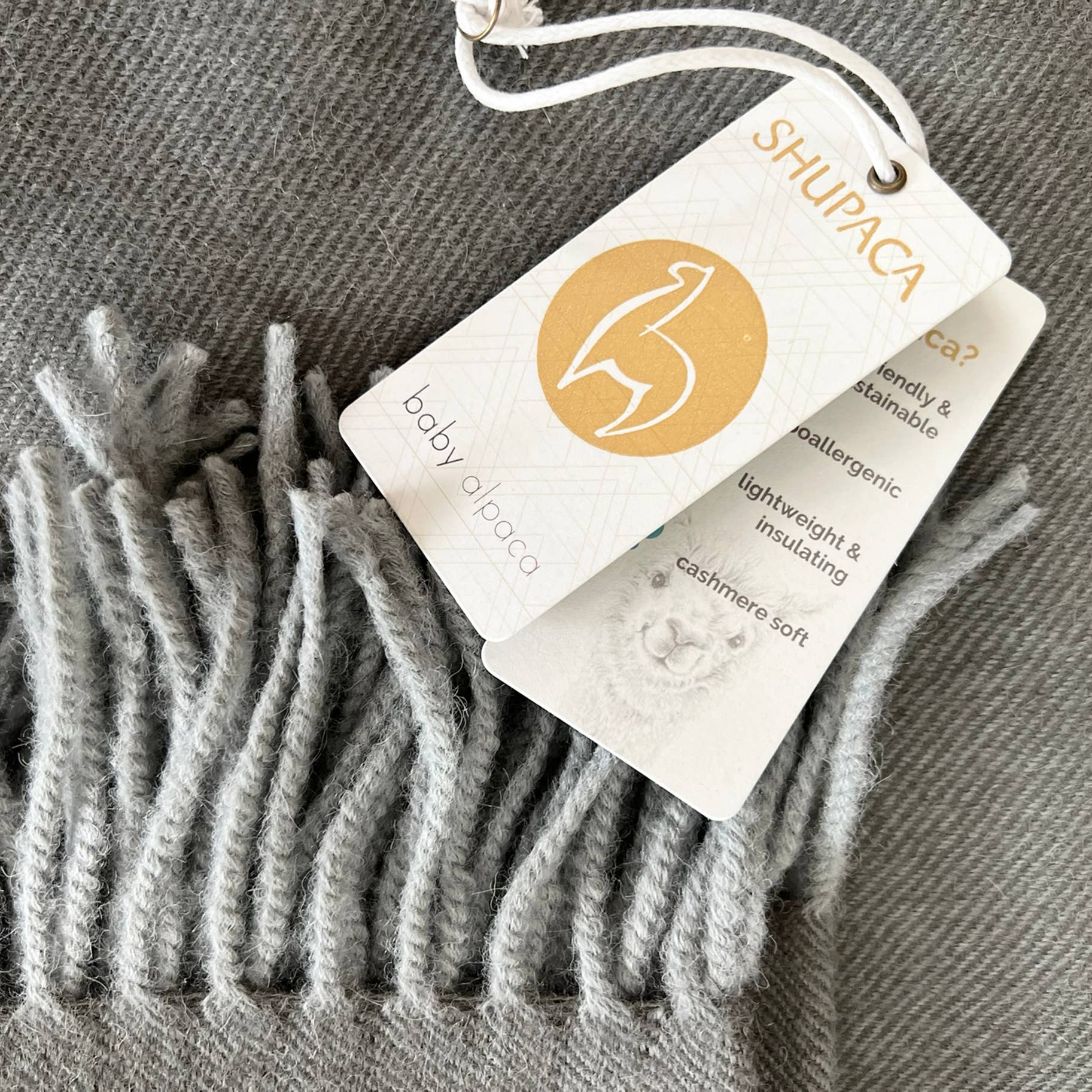 Shupaca Alpaca - 100% Baby Alpaca Throw - Iron Ore