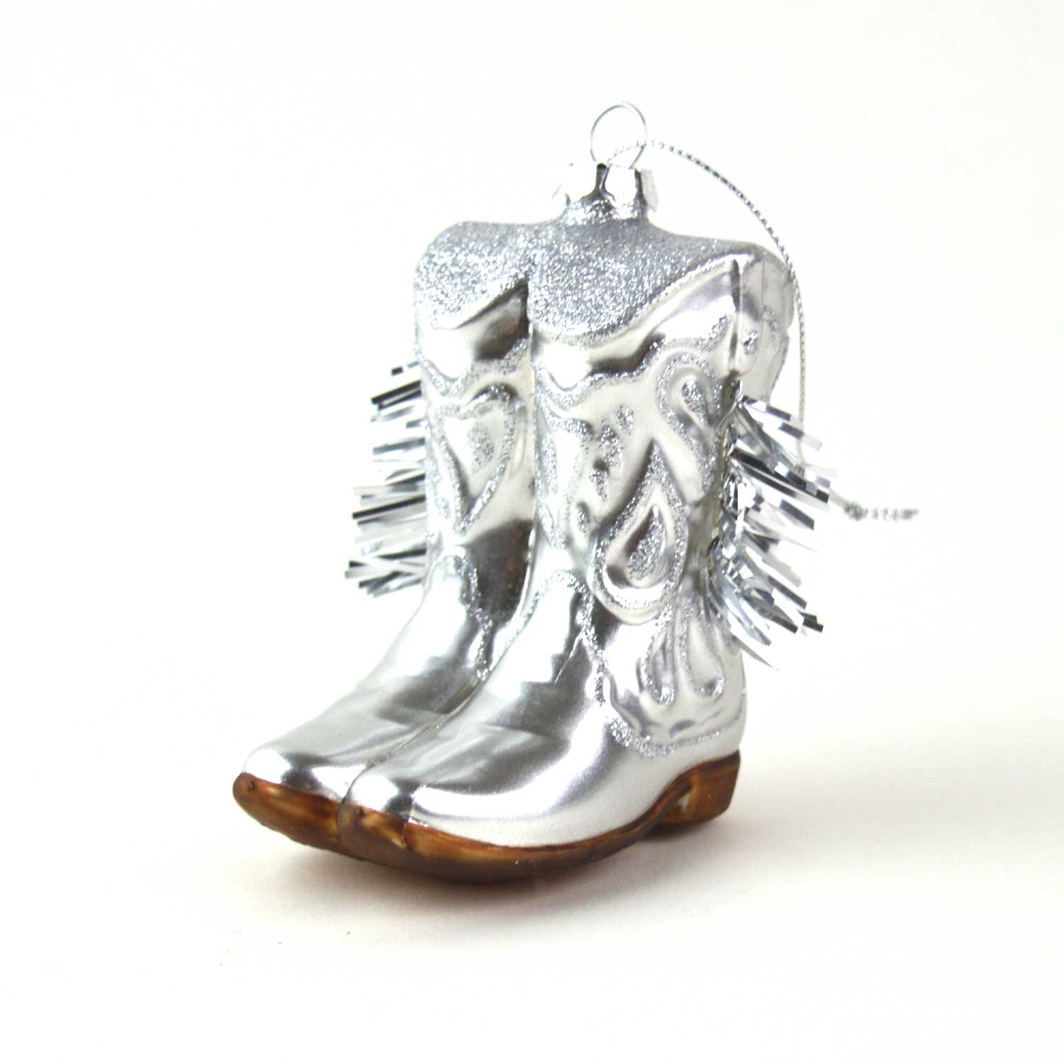 Cowboy Boot Glass Ornament