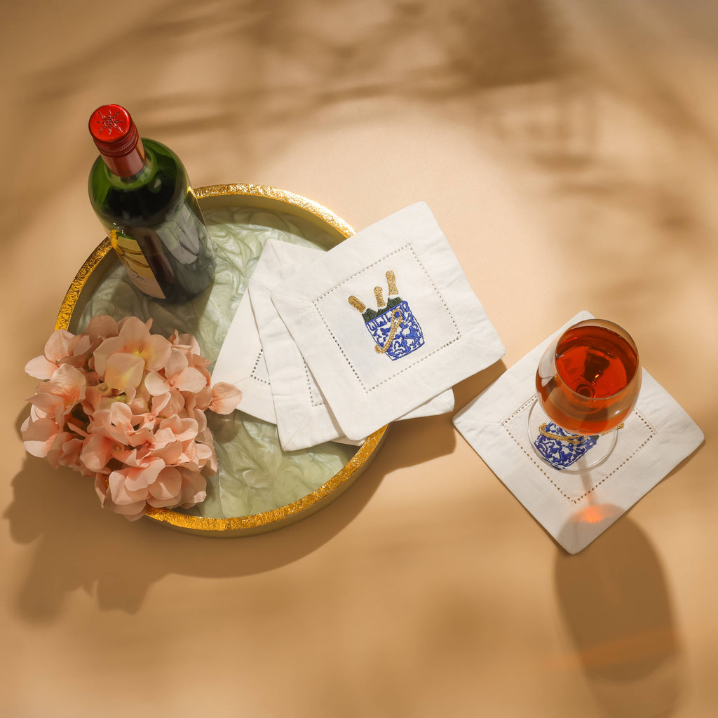 Bubbly Bliss Embroidered Cocktail Napkins